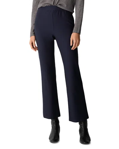 Eileen Fisher Washable Stretch Crepe Ankle Kick Flare Pants In Blue