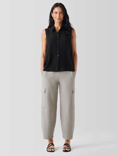 Eileen Fisher Washable Stretch Crepe Cargo Pant In Black