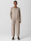 Eileen Fisher Washable Stretch Crepe Cargo Pant In Brown