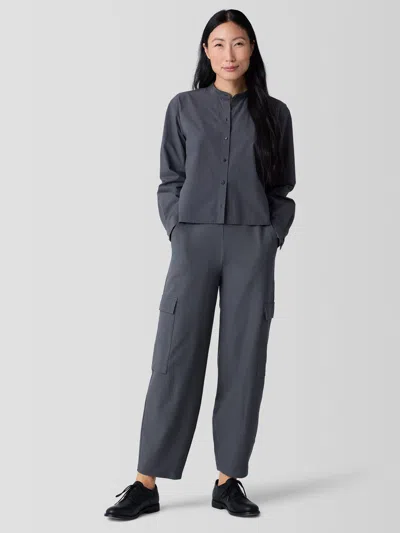 Eileen Fisher Washable Stretch Crepe Cargo Pant In Ebony