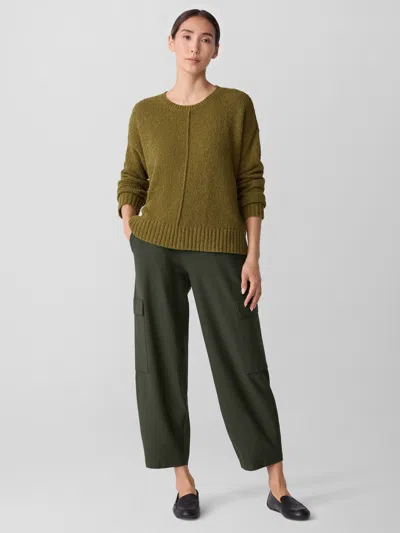 Eileen Fisher Washable Stretch Crepe Cargo Pant In Green