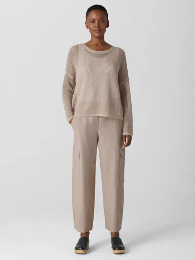 Eileen Fisher Washable Stretch Crepe Cargo Pant In Wheat