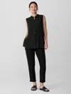 Eileen Fisher Washable Stretch Crepe Cuffed Pant In Black