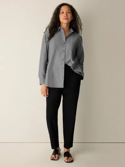 Eileen Fisher Washable Stretch Crepe Cuffed Pant In Black