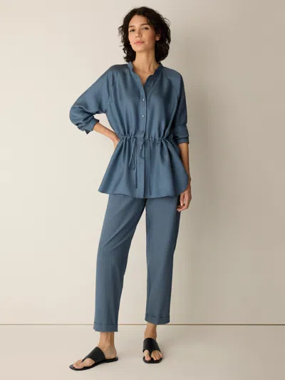 Eileen Fisher Washable Stretch Crepe Cuffed Pant In Cold Spring