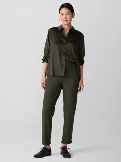 Eileen Fisher Washable Stretch Crepe Cuffed Pant In Woodland
