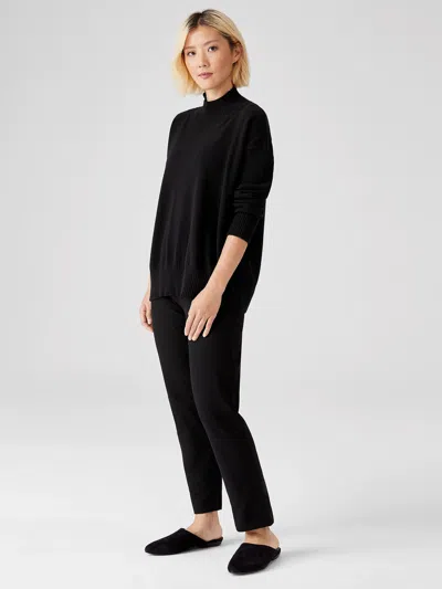 Eileen Fisher Washable Stretch Crepe High Waisted Pant In Black