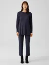Eileen Fisher Washable Stretch Crepe High-waisted Pant In Blue