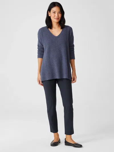 Eileen Fisher Washable Stretch Crepe High-waisted Pant In Blue