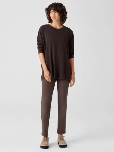 Eileen Fisher Washable Stretch Crepe High-waisted Pant In Brown