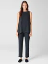 Eileen Fisher Washable Stretch Crepe High-waisted Pant In Gray