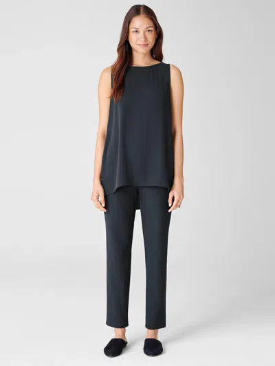 Eileen Fisher Washable Stretch Crepe High-waisted Pant In Gray
