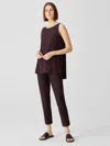 Eileen Fisher Washable Stretch Crepe High Waisted Pant In Brown