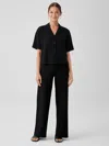 Eileen Fisher Washable Stretch Crepe High-waisted Wide Pant In Black