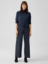 Eileen Fisher Washable Stretch Crepe High-waisted Wide Pant In Blue