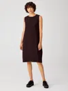 Eileen Fisher Washable Stretch Crepe Lantern Dress In Burgundy