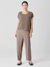 Eileen Fisher Washable Stretch Crepe Lantern Pant In Brown
