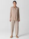 Eileen Fisher Washable Stretch Crepe Lantern Pant In Brown