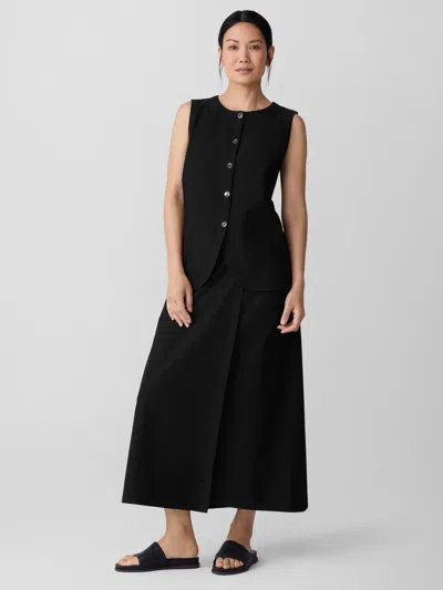 Eileen Fisher Washable Stretch Crepe Long Vest In Black