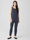 Eileen Fisher Washable Stretch Crepe Pant In Blue
