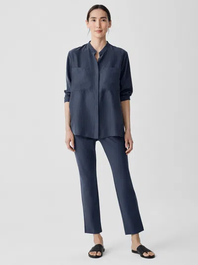 Eileen Fisher Washable Stretch Crepe Pant In Blue