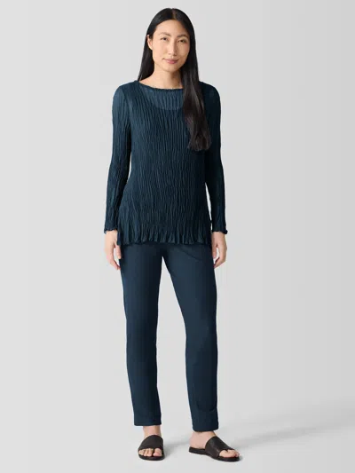 Eileen Fisher Washable Stretch Crepe Pant In Blue