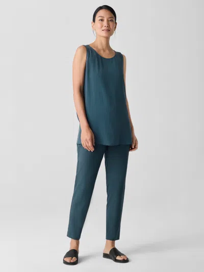 Eileen Fisher Washable Stretch Crepe Pant In Blue
