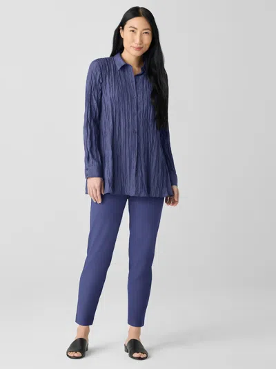 Eileen Fisher Washable Stretch Crepe Pant In Blue