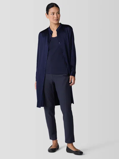 Eileen Fisher Washable Stretch Crepe Pant In Blue