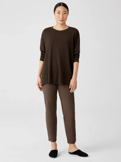 Eileen Fisher Washable Stretch Crepe Pant In Brown