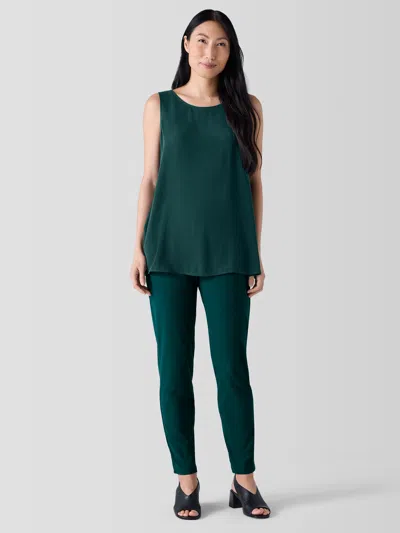 Eileen Fisher Washable Stretch Crepe Pant In Green