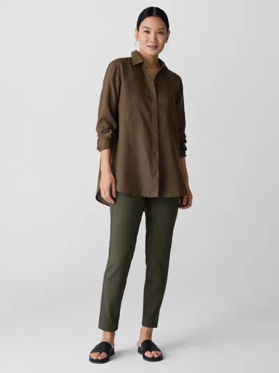 Eileen Fisher Washable Stretch Crepe Pant In Green