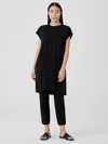 Eileen Fisher Washable Stretch Crepe Pant With Slits In Black