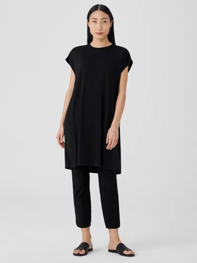 Eileen Fisher Washable Stretch Crepe Pant With Slits In Black
