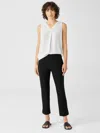 Eileen Fisher Washable Stretch Crepe Pant With Slits In Black