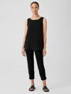 Eileen Fisher Washable Stretch Crepe Pant With Slits In Black