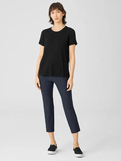 Eileen Fisher Washable Stretch Crepe Pant With Slits In Blue