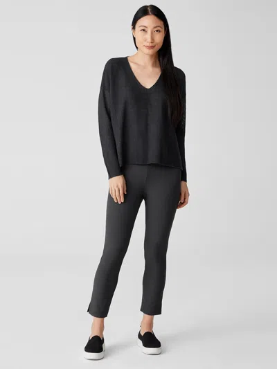 Eileen Fisher Washable Stretch Crepe Pant With Slits In Gray