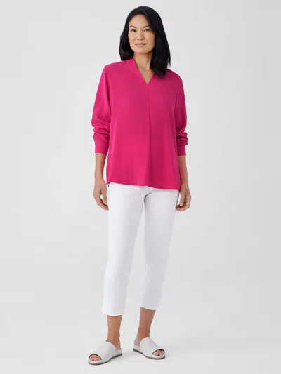 Eileen Fisher Washable Stretch Crepe Pant With Slits In Multi