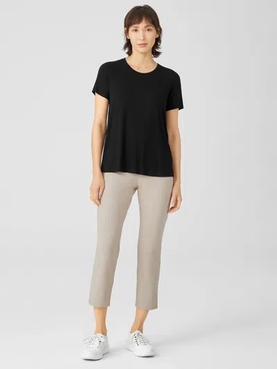 Eileen Fisher Washable Stretch Crepe Pant With Slits In Sand