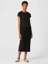 Eileen Fisher Washable Stretch Crepe Pencil Skirt In Black