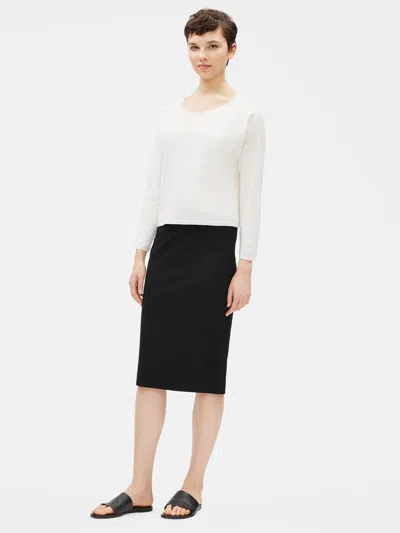 Eileen Fisher Washable Stretch Crepe Pencil Skirt In Black