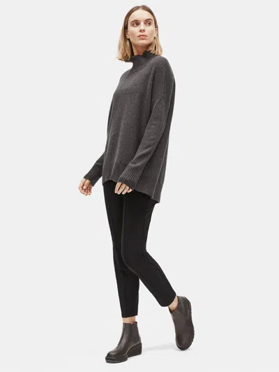 Eileen Fisher Washable Stretch Crepe Pintuck Ankle Pant In Black
