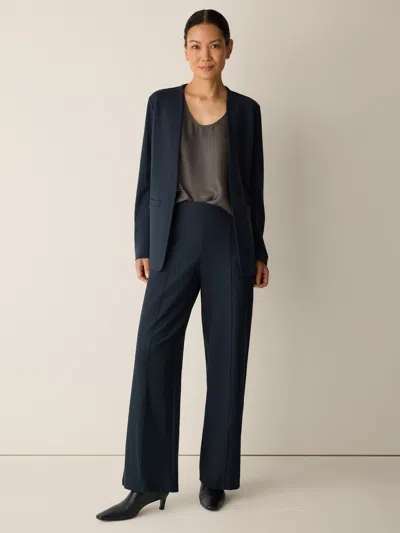 Eileen Fisher Washable Stretch Crepe Pintuck Wide Pant In Maritime