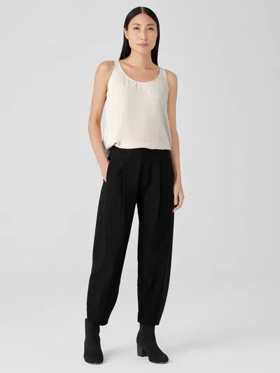 Eileen Fisher Washable Stretch Crepe Pleated Lantern Pant In Black
