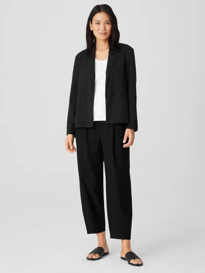Eileen Fisher Washable Stretch Crepe Pleated Lantern Pant In Black
