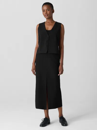 Eileen Fisher Washable Stretch Crepe Skirt In Black