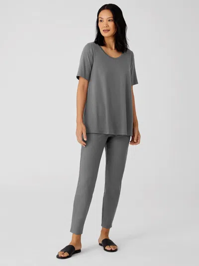 Eileen Fisher Washable Stretch Crepe Slim Ankle Pant In Gray