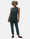 Eileen Fisher Washable Stretch Crepe Slim Ankle Pant In Green