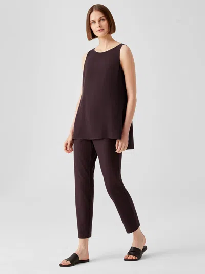 Eileen Fisher Washable Stretch Crepe Slim Ankle Pant In Brown